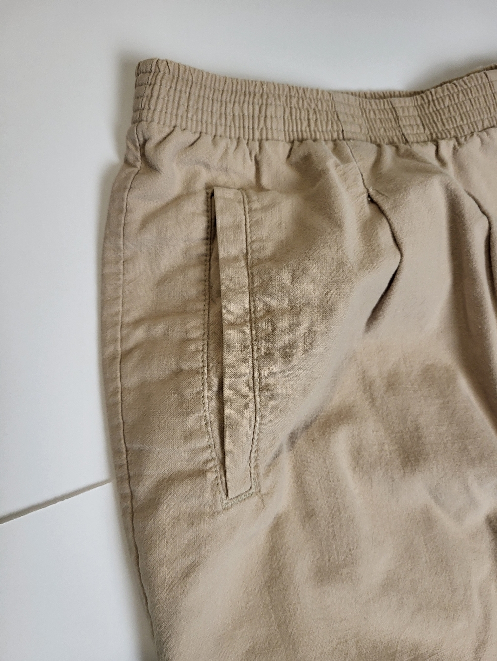 LL Bean Pull On‎ Khaki Pants Elastic Waist Cotton Women's Size Medium Tall Large - Picture 7 of 9